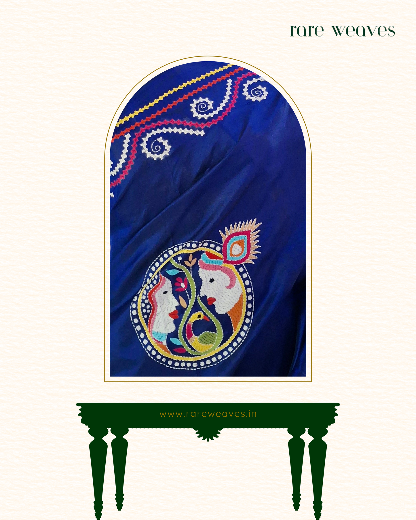 Kantha and Gujarati Work on Bangalore Silk