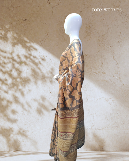 Vanaspati Handblock on Pure Gachi Tussar Silk