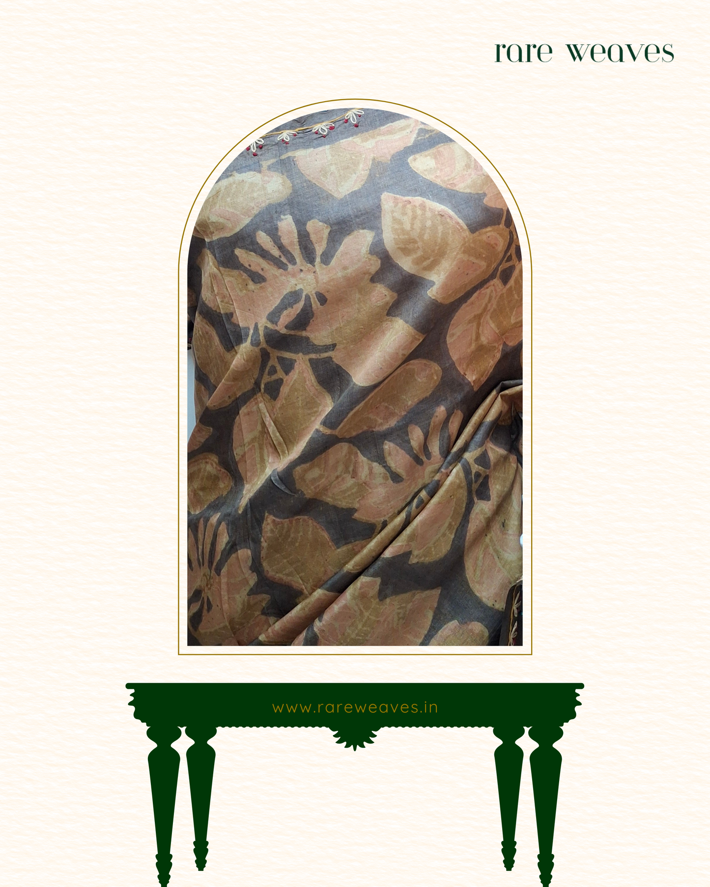 Vanaspati Handblock on Pure Gachi Tussar Silk
