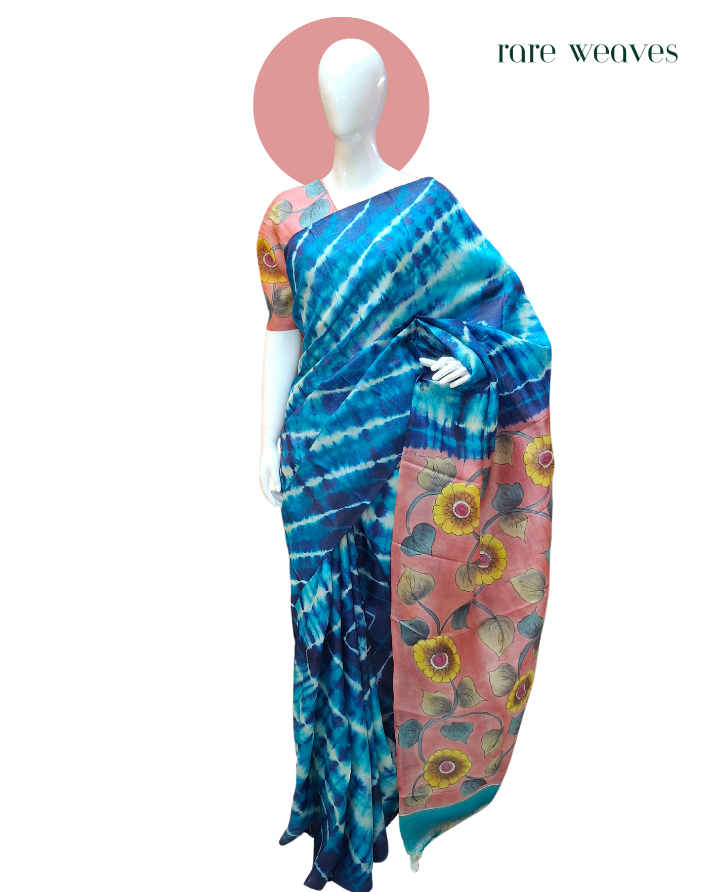 Hand Kalamkari and Sribhori on Gachi Tussar Silk