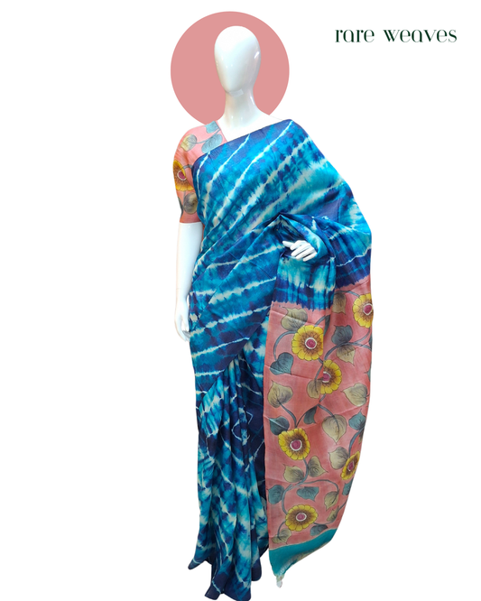 Hand Kalamkari and Sribhori on Gachi Tussar Silk