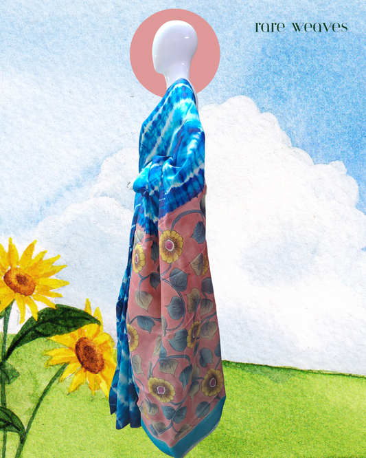 Hand Kalamkari and Sribhori on Gachi Tussar Silk