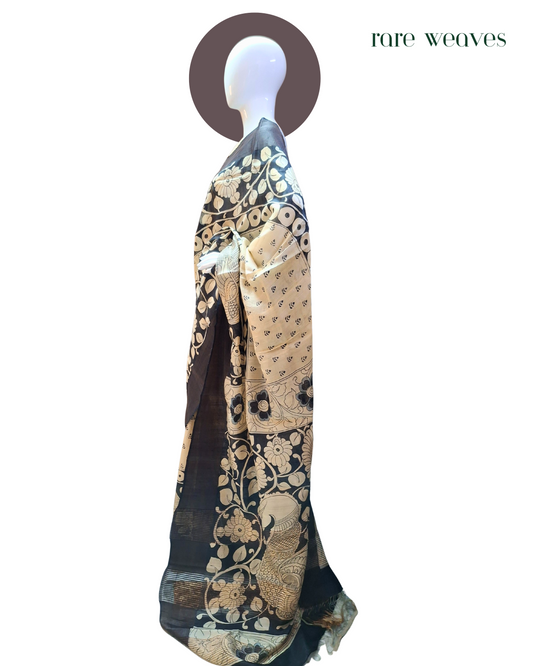 Handpainting and Hand-block on Tussar Silk
