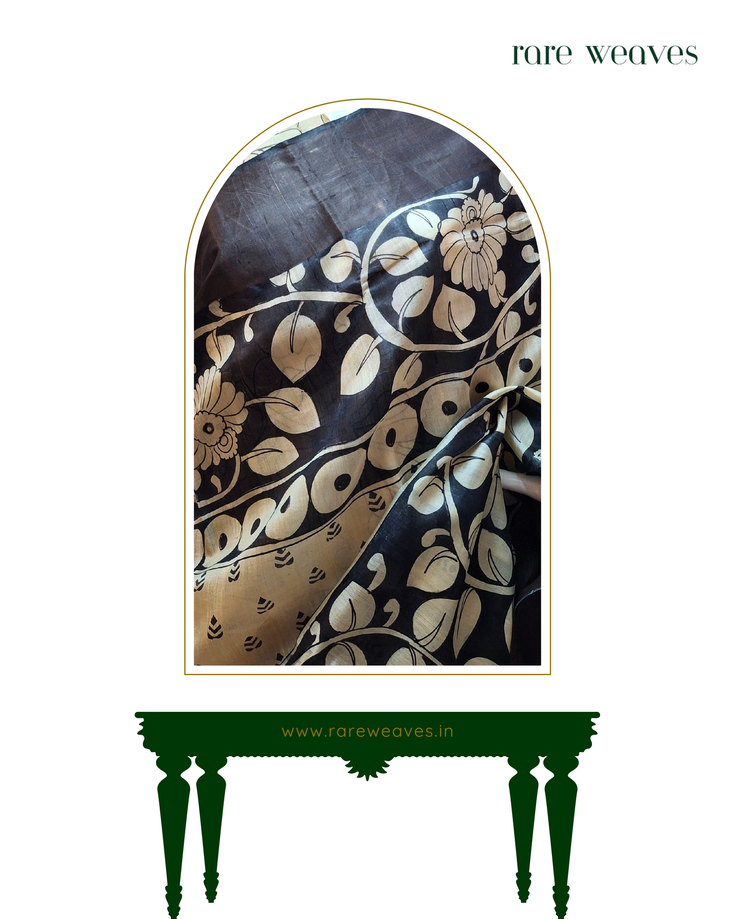 Handpainting and Hand-block on Tussar Silk
