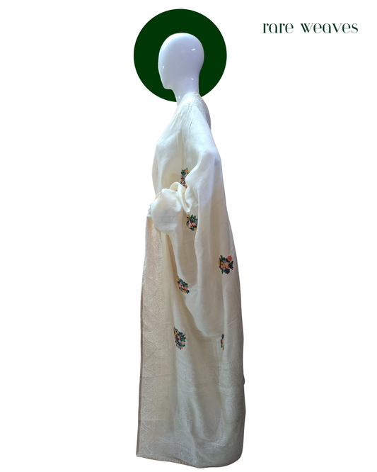 Handmade Tussar Silk with Bullion Stitch and Chikankari