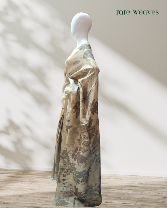 Eco-Friendly Vegetable Die Print on Tussar Silk
