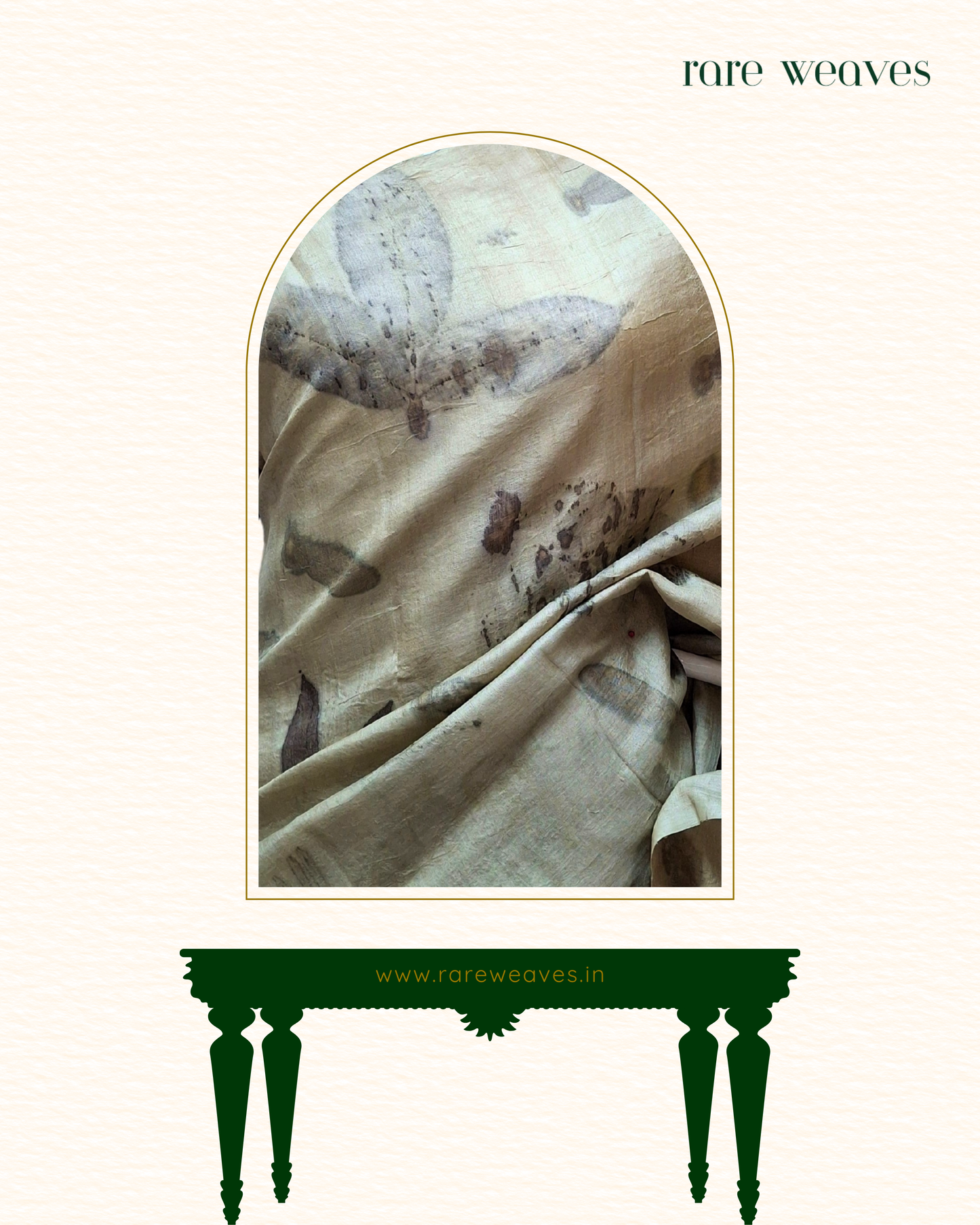 Eco-Friendly Vegetable Die Print on Tussar Silk