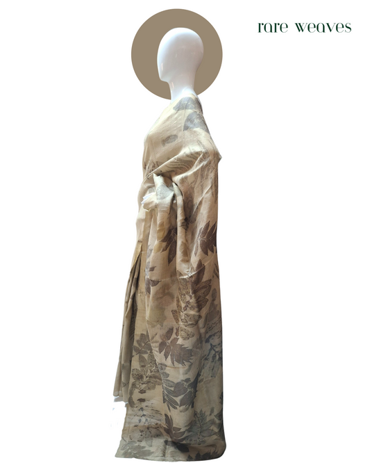 Tussar Saree with Eco-friendly Vegetable Die Print