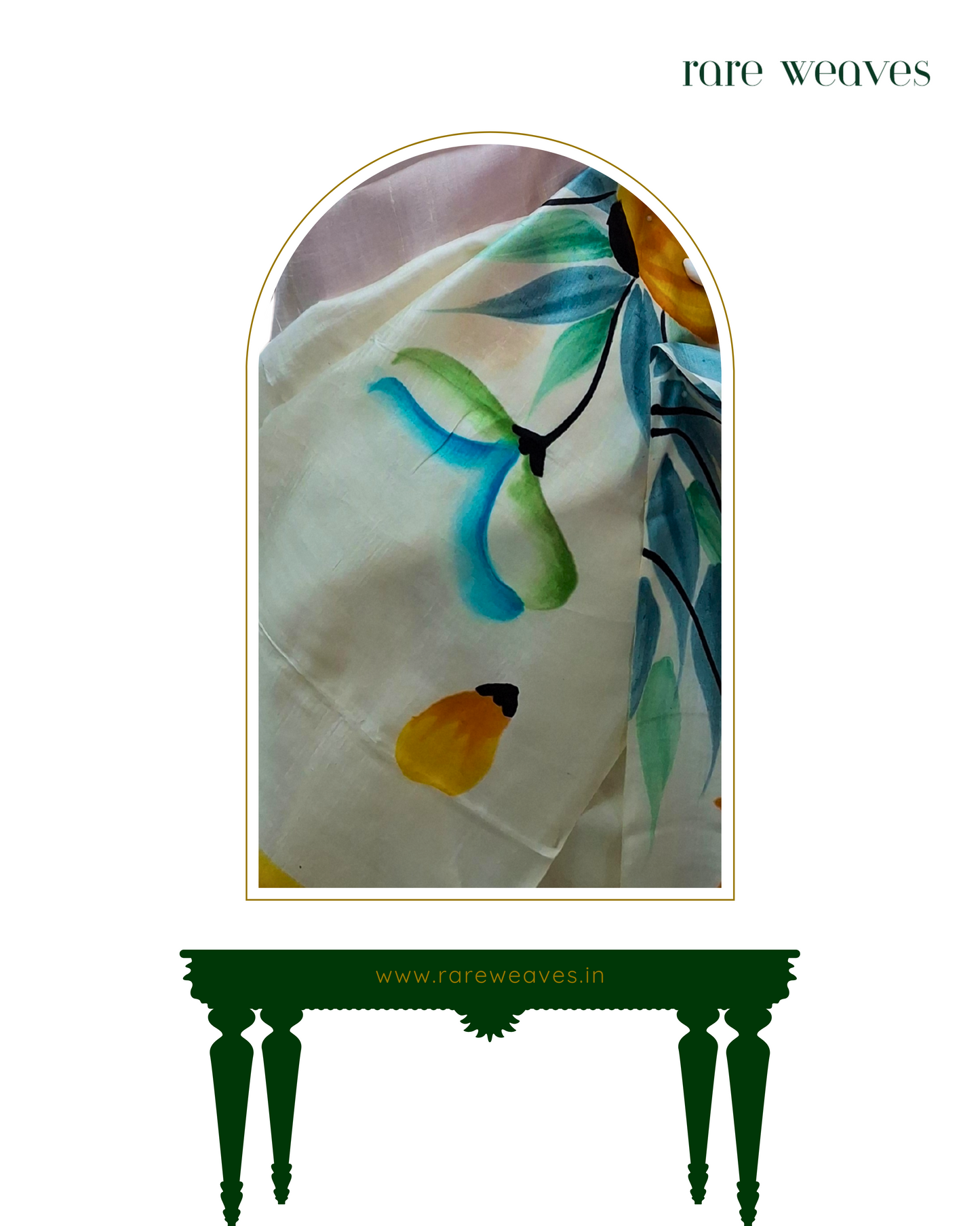 Handpainting on Murshidabad Silk