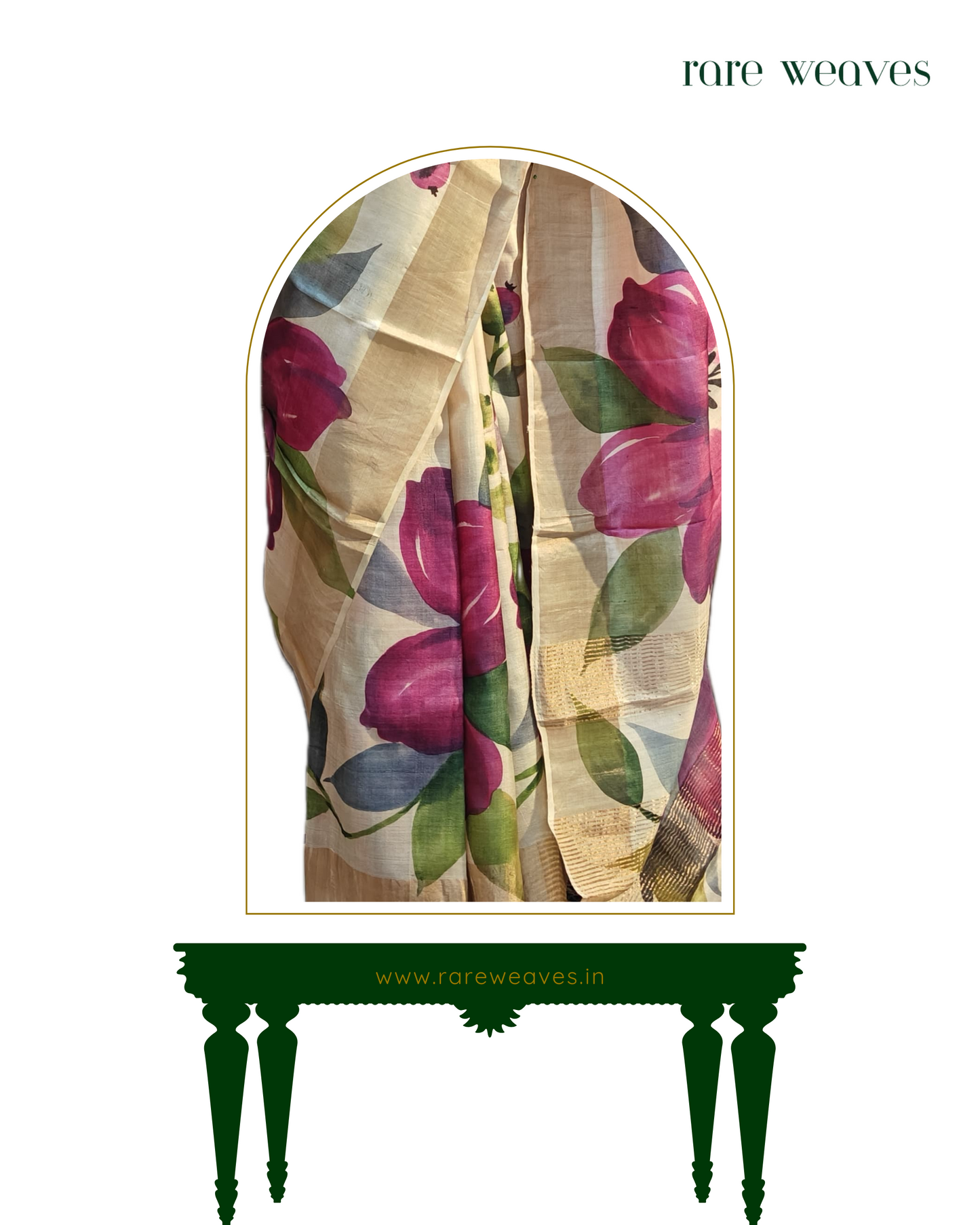 Handpainted Pure Tussar with Zari border