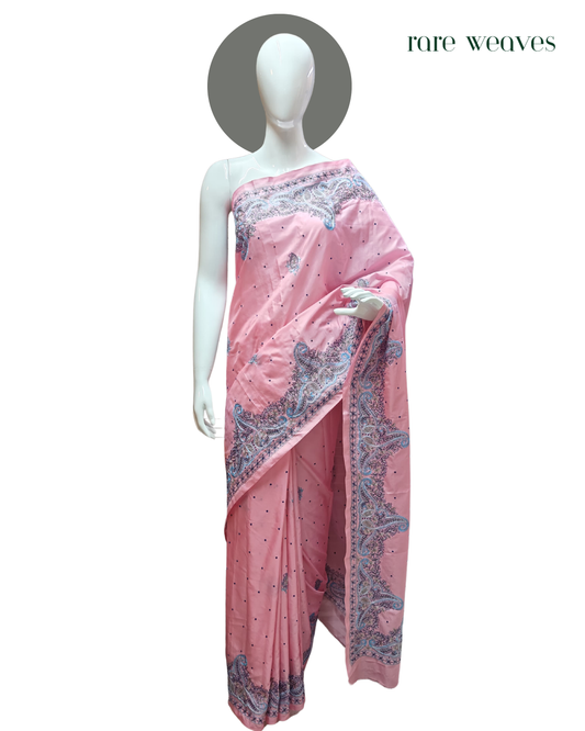 Blended Bangalore Silk with Kashmiri Hand Embroidery