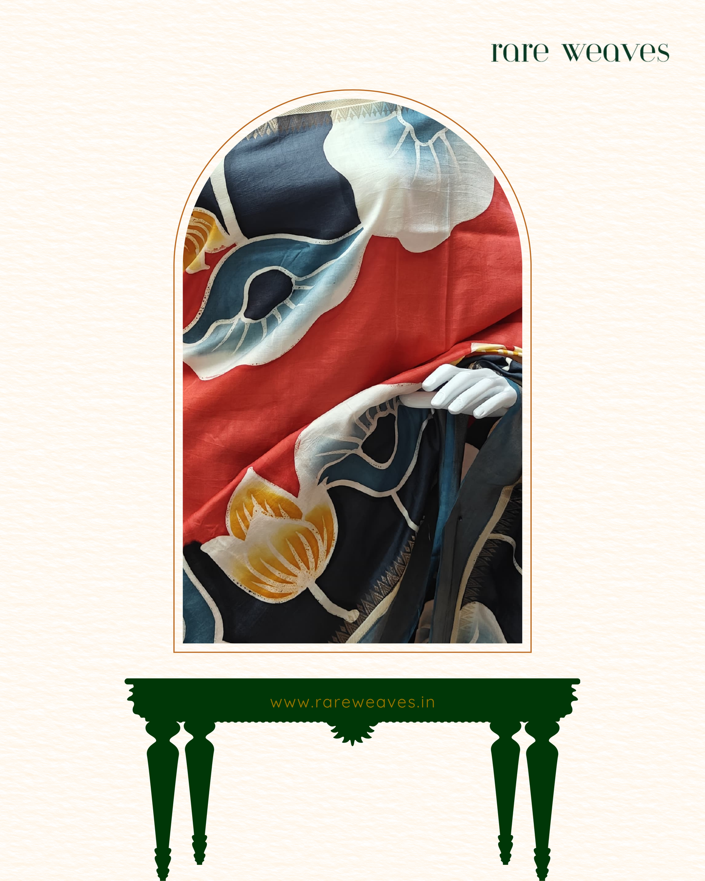 Handpainted Bishnupur Katan Silk with Zari Border