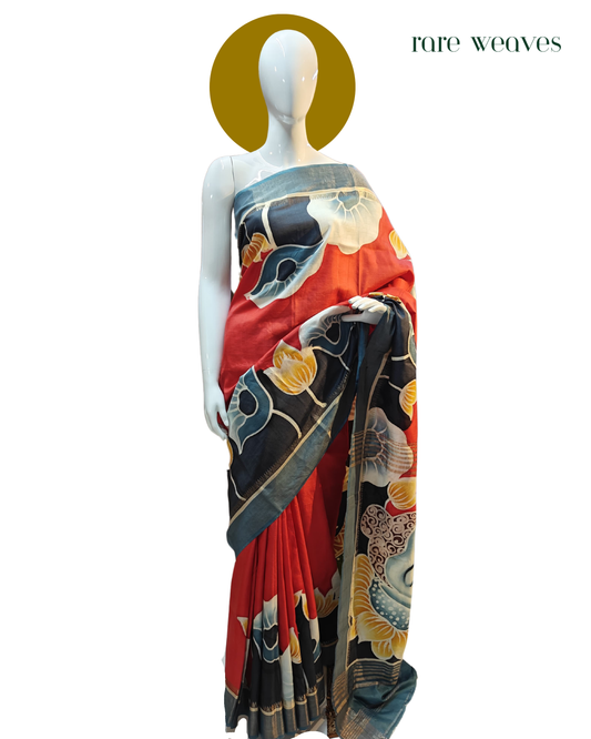 Handpainted Bishnupur Katan Silk with Zari Border