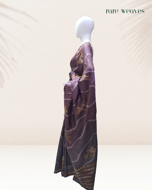 Sribhori and Kantha Hand Embroidery on Pure Tussar Silk