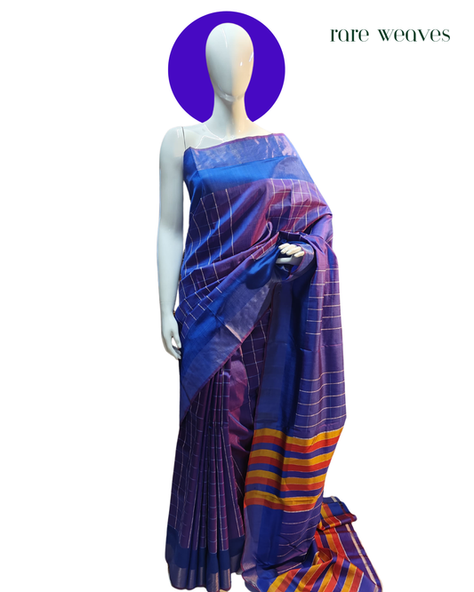 Weaving on Bishnupur Katan Silk with Zari Border