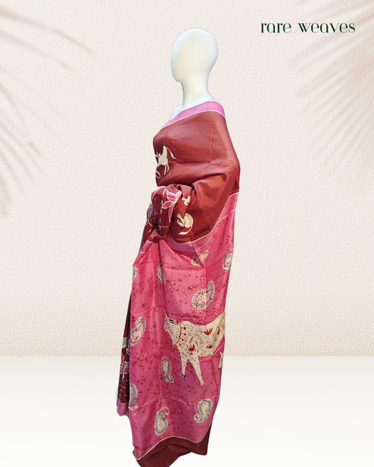 Pichwai Art Batik on Bishnupur Katan Silk