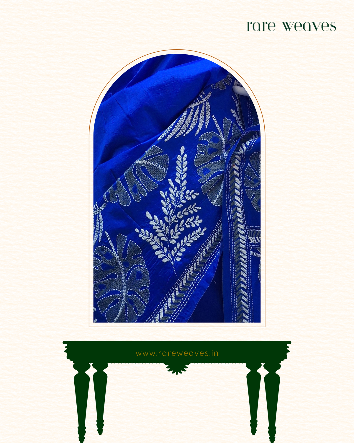 Kantha Embroidery on Bishnupur Katan Silk