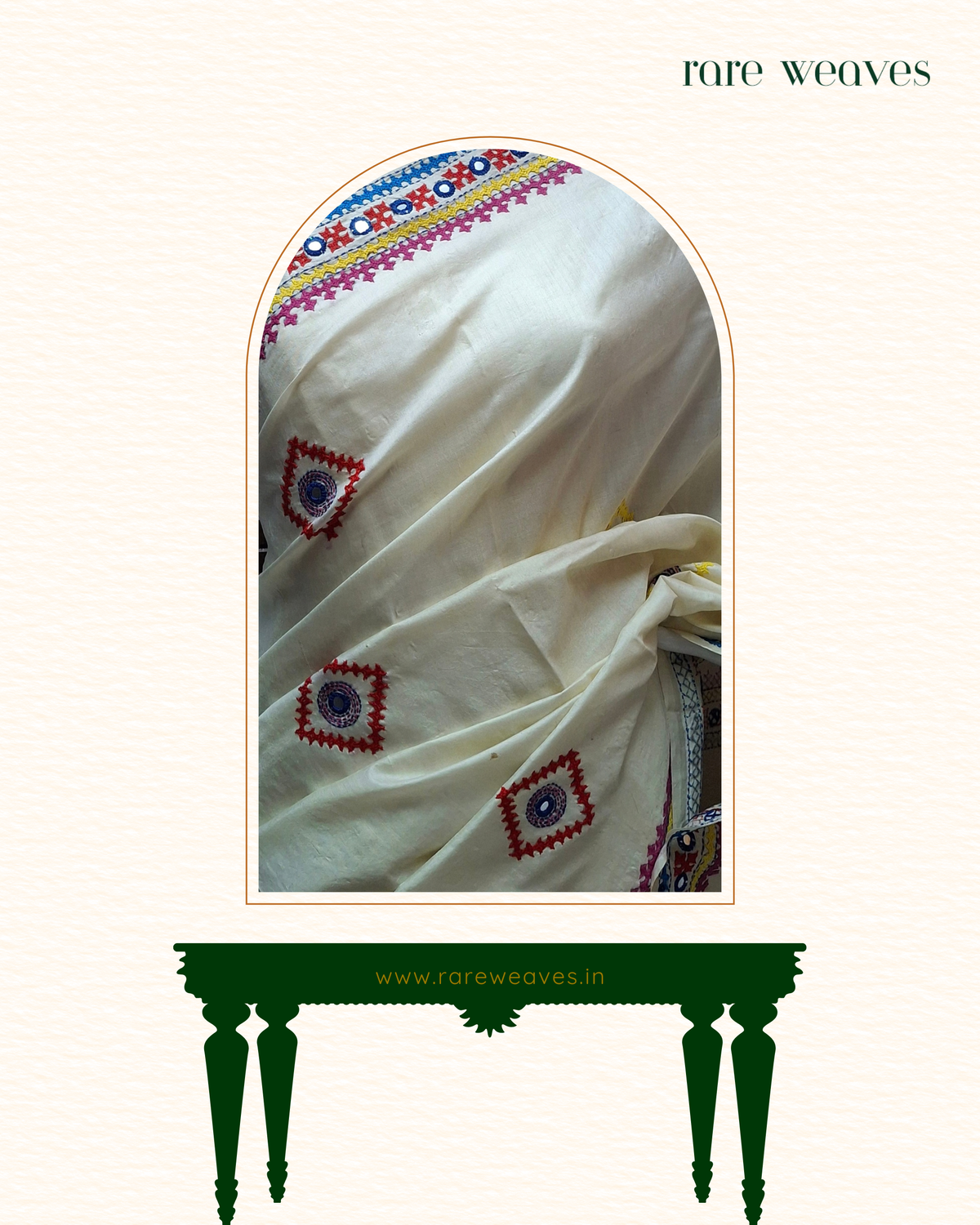 Gujarati Embroidery on Bishnupur Katan Silk