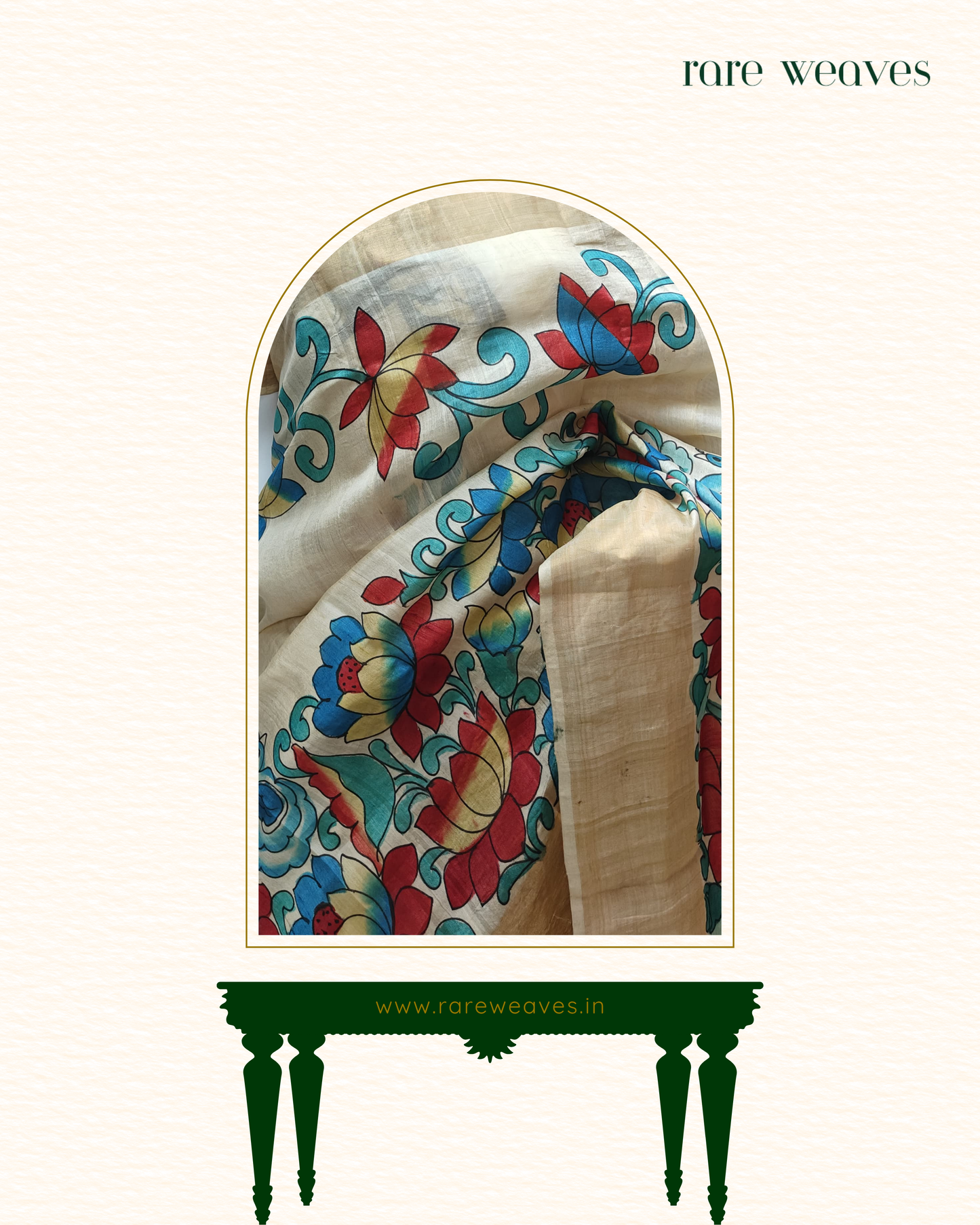 Handpainted Tussar Silk with Zari Border