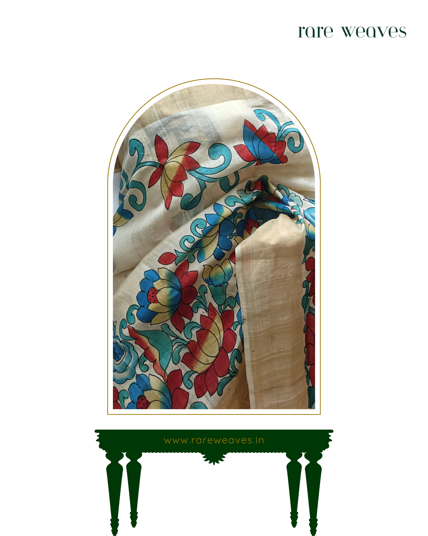 Handpainted Tussar with Zari Border
