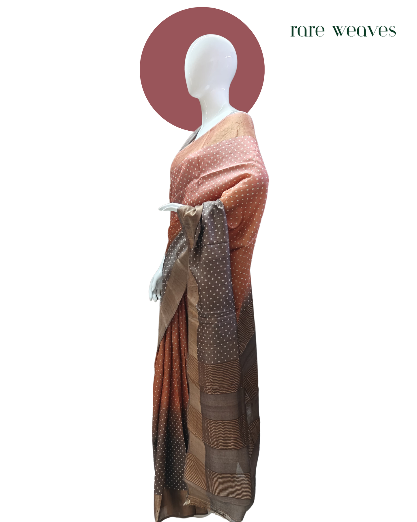 Polka Dots on Tussar Silk