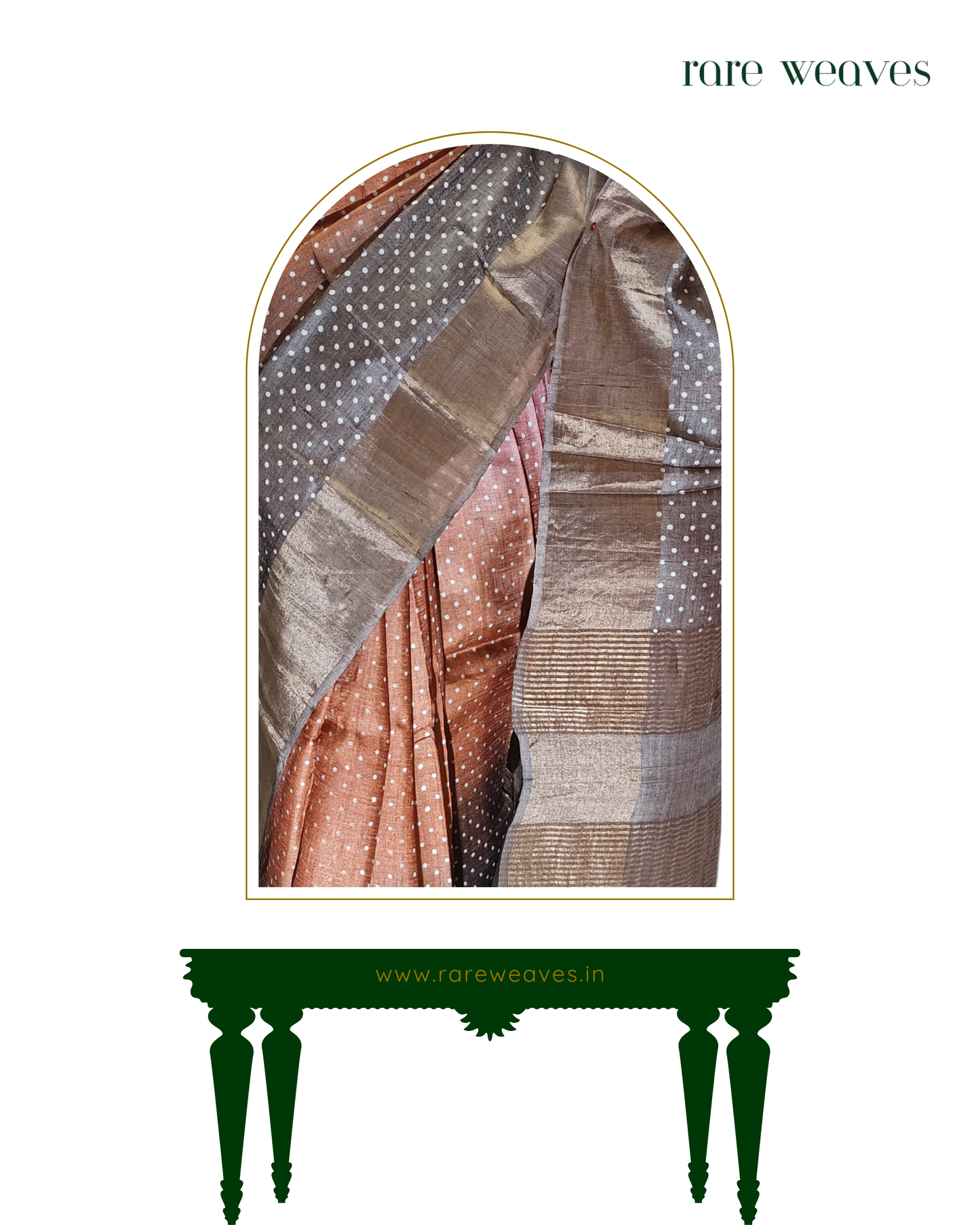Polka Dots on Tussar Silk