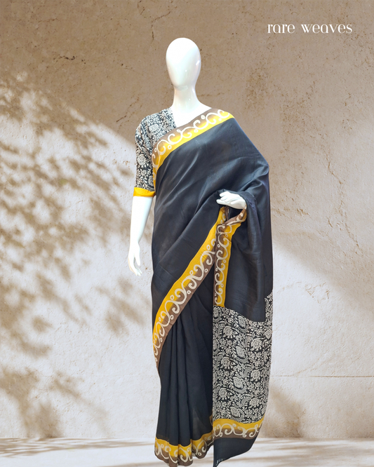 Handblock on Murshidabad Silk