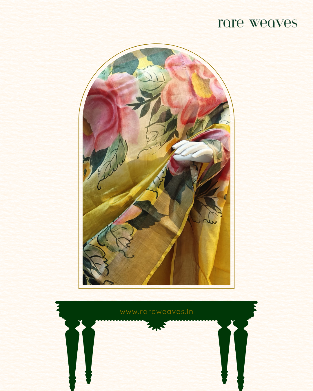 Handpainted Tussar Silk with Zari Border