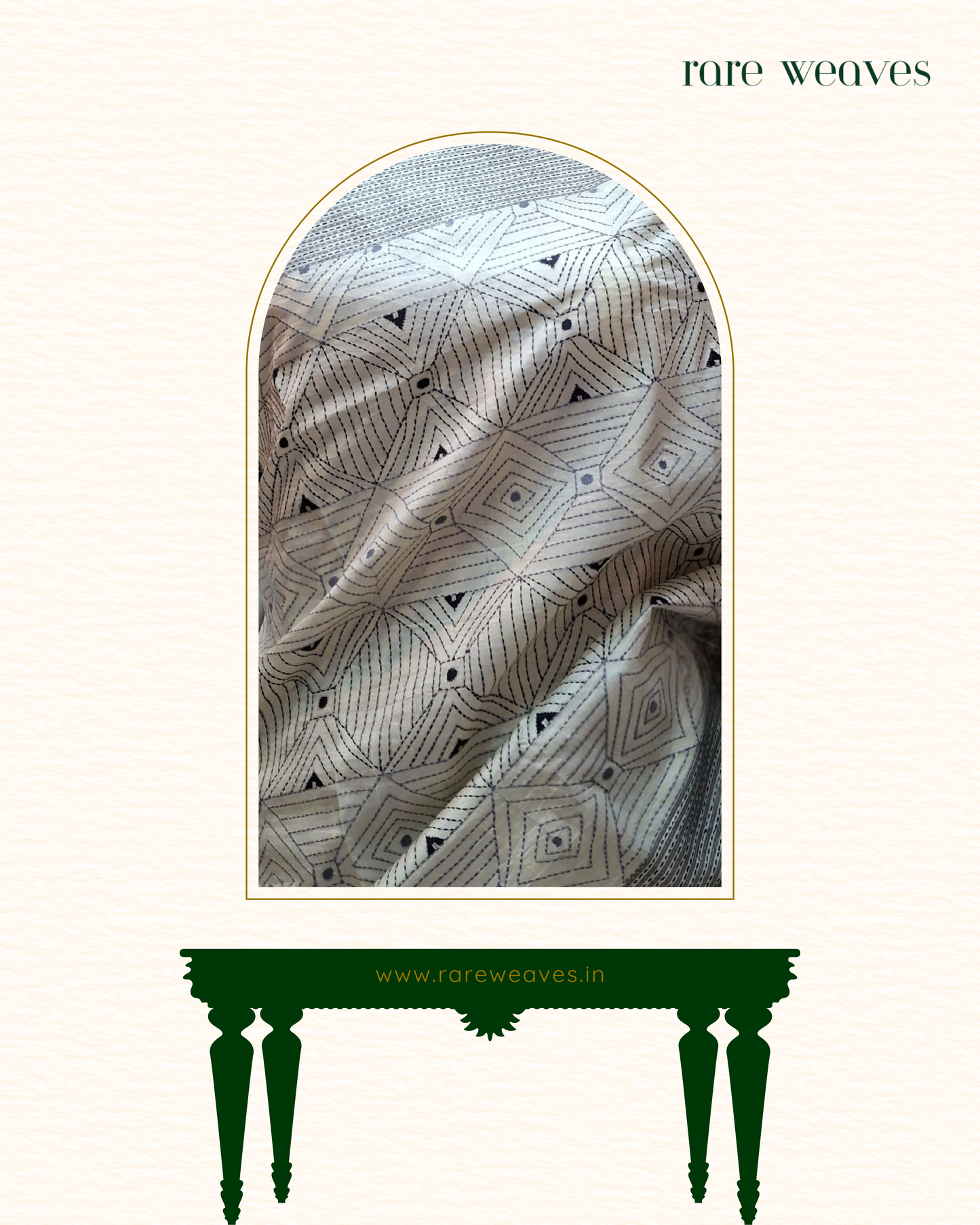 Kantha on Bishnupur Katan Silk