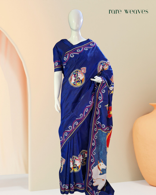 Kantha and Gujarati Work on Bangalore Silk