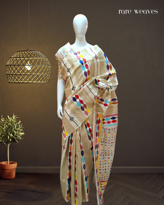 Kantha and Gujarati Work on Katan Tussar Silk