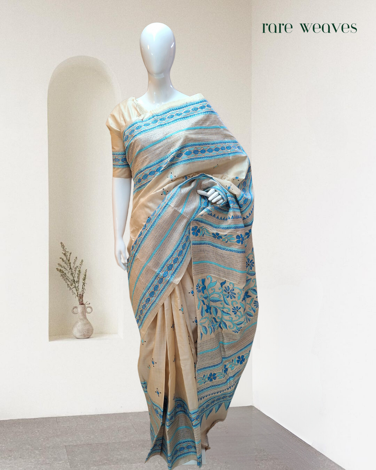 Kantha Stitch on Gachi Tussar Silk