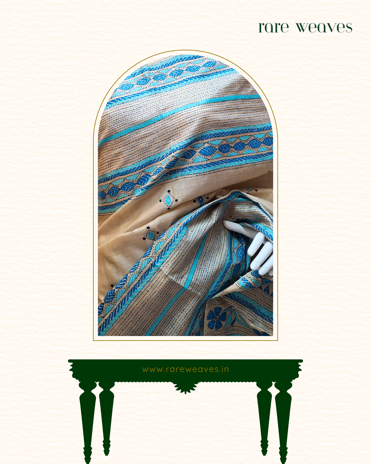 Kantha Stitch on Gachi Tussar Silk