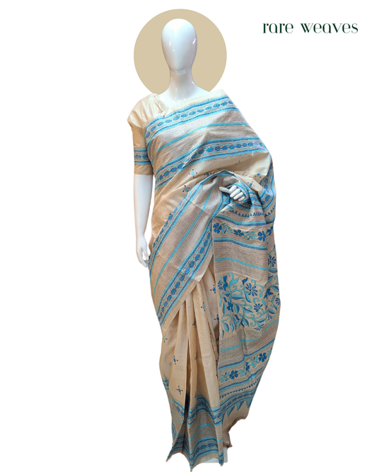 Kantha Stitch on Gachi Tussar Silk