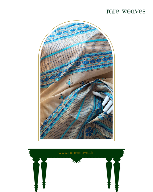 Kantha Stitch on Gachi Tussar Silk