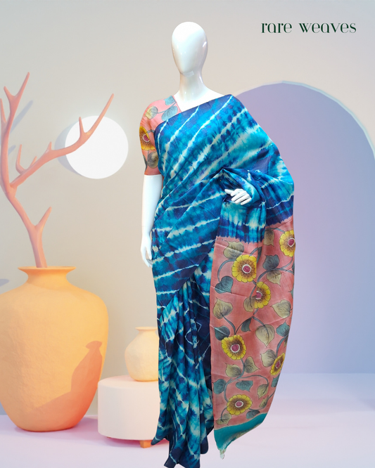 Hand Kalamkari and Sribhori on Gachi Tussar Silk