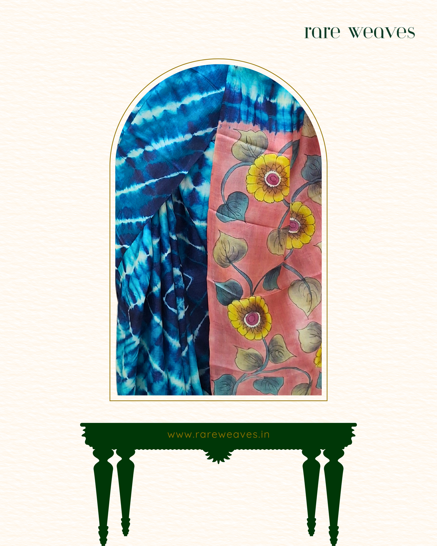 Hand Kalamkari and Sribhori on Gachi Tussar Silk