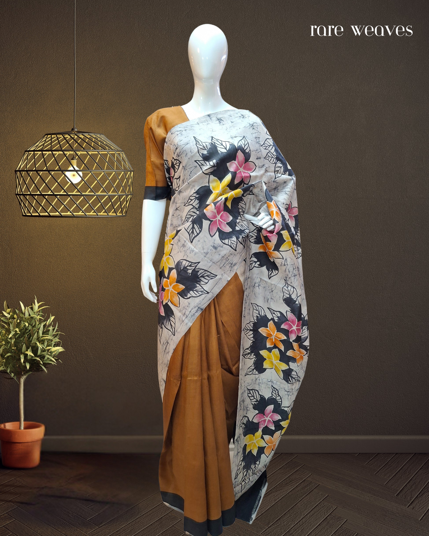 Handpainted Bishnupur Katan Silk with Hand Batik