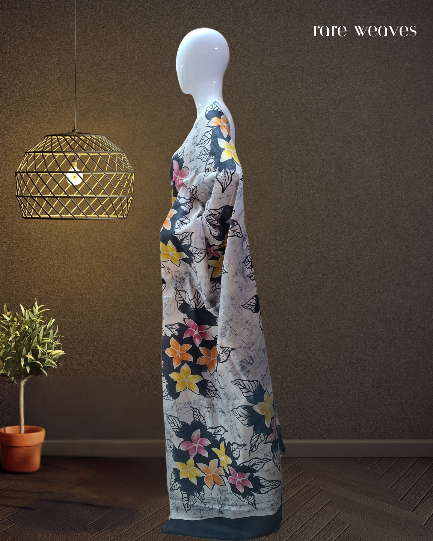Handpainted Bishnupur Katan Silk with Hand Batik