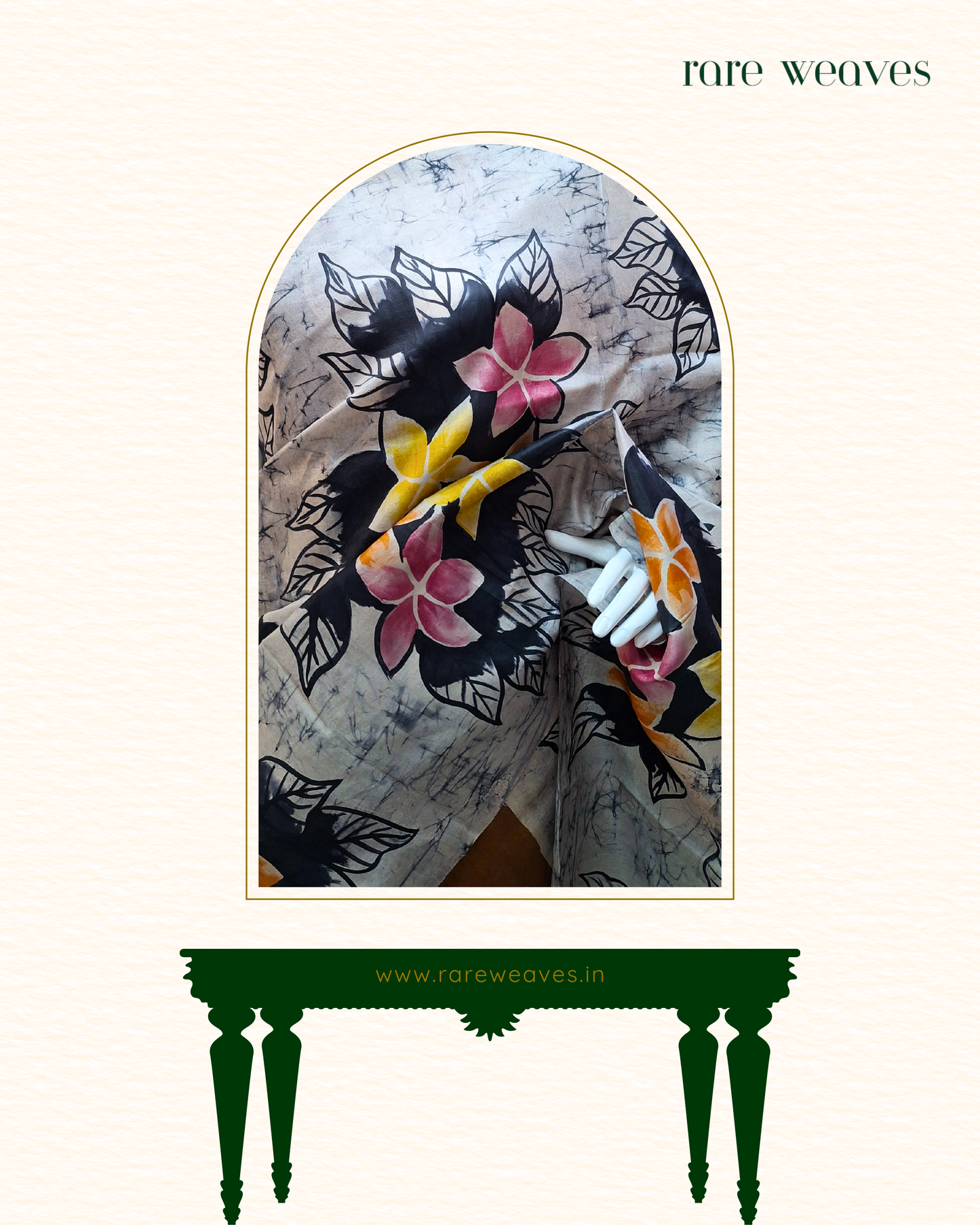 Handpainted Bishnupur Katan Silk with Hand Batik