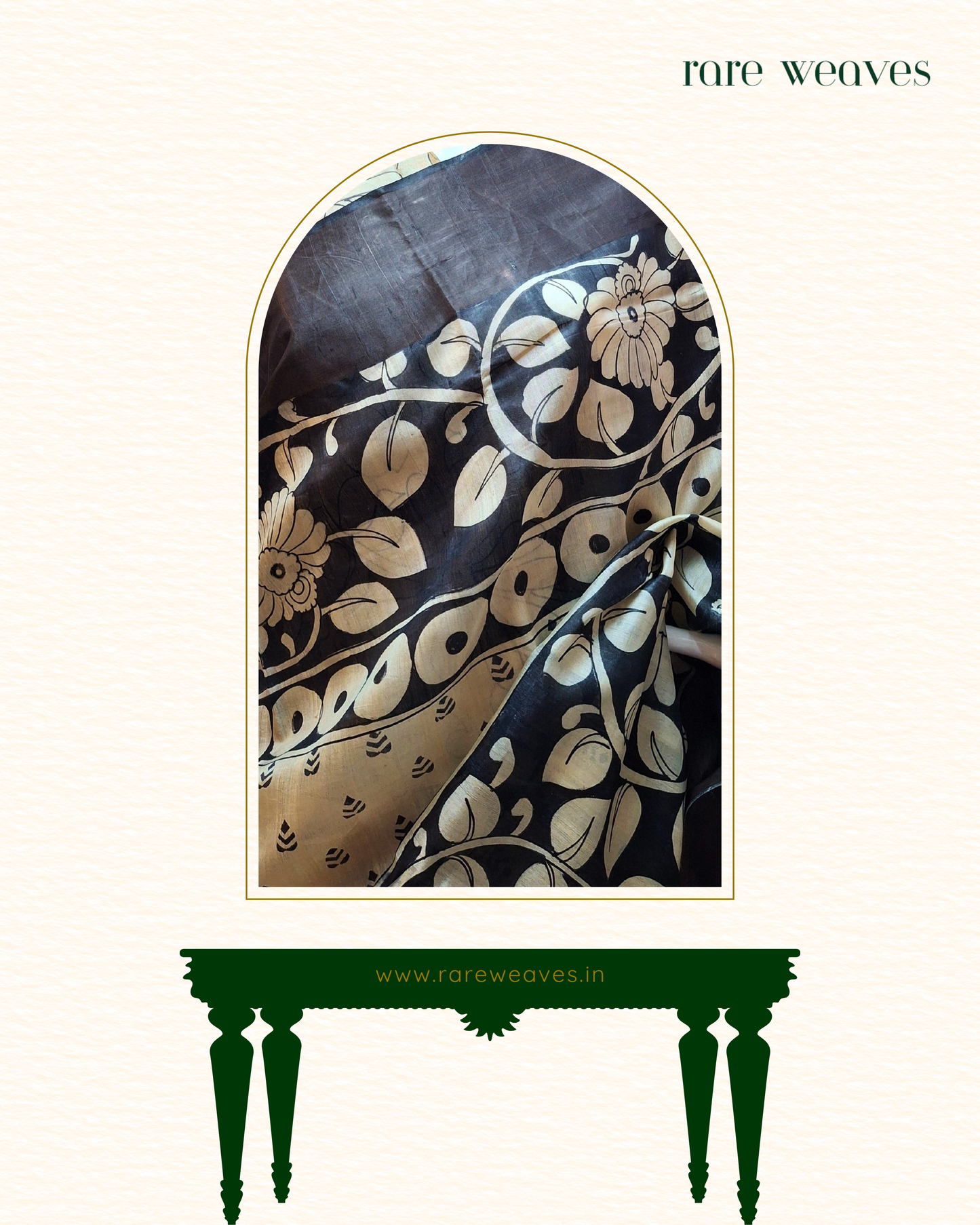 Handpainting and Hand-block on Tussar Silk