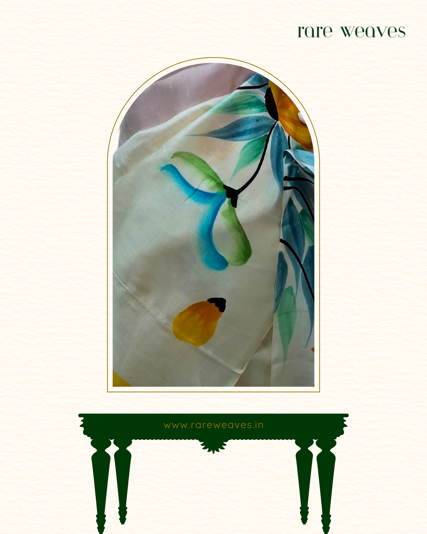 Handpainting on Murshidabad Silk
