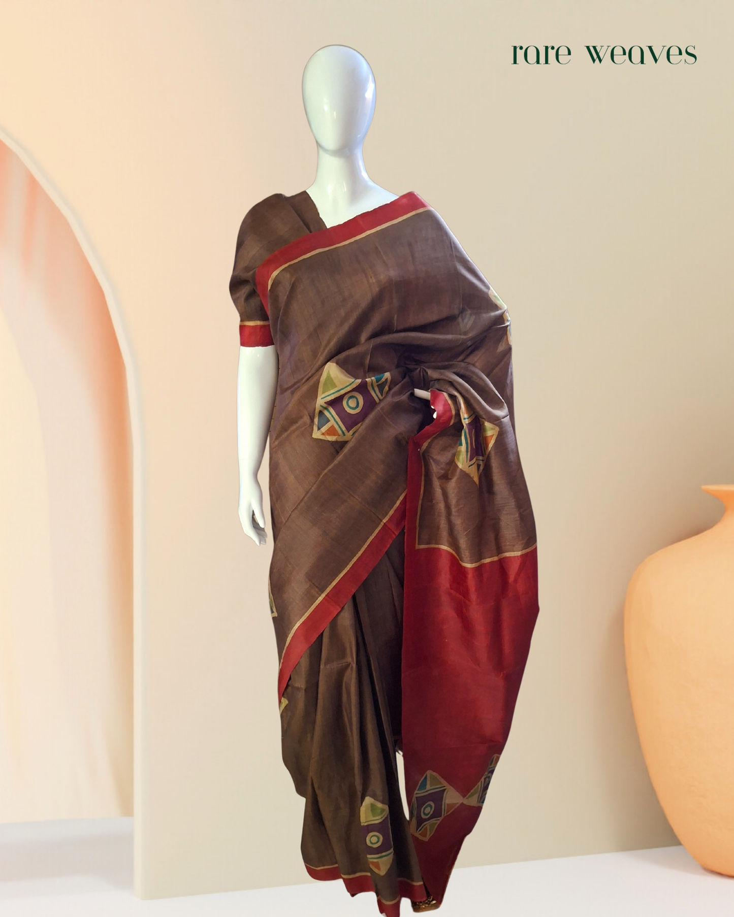 Bishnupur Katan Silk Saree with Hand Batik