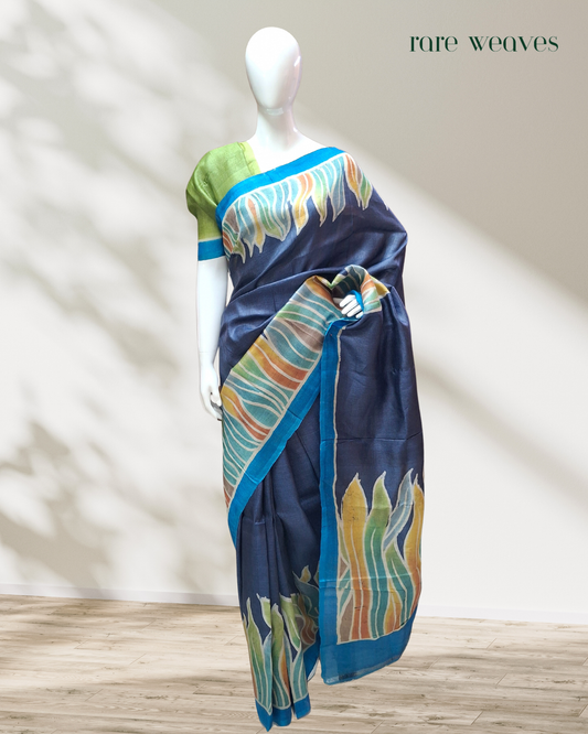 Hand Batik on Tussar Silk Saree