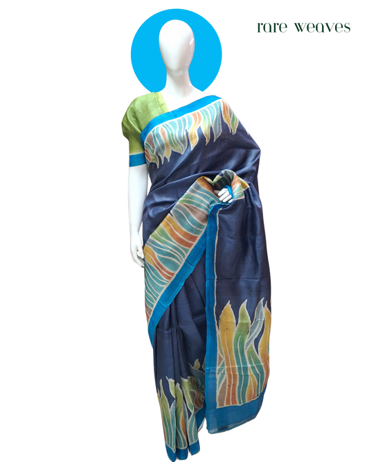 Hand Batik on Tussar Silk Saree