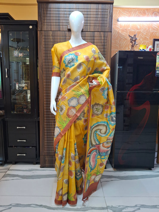 Handpainted Gachi Tussar Silk Saree