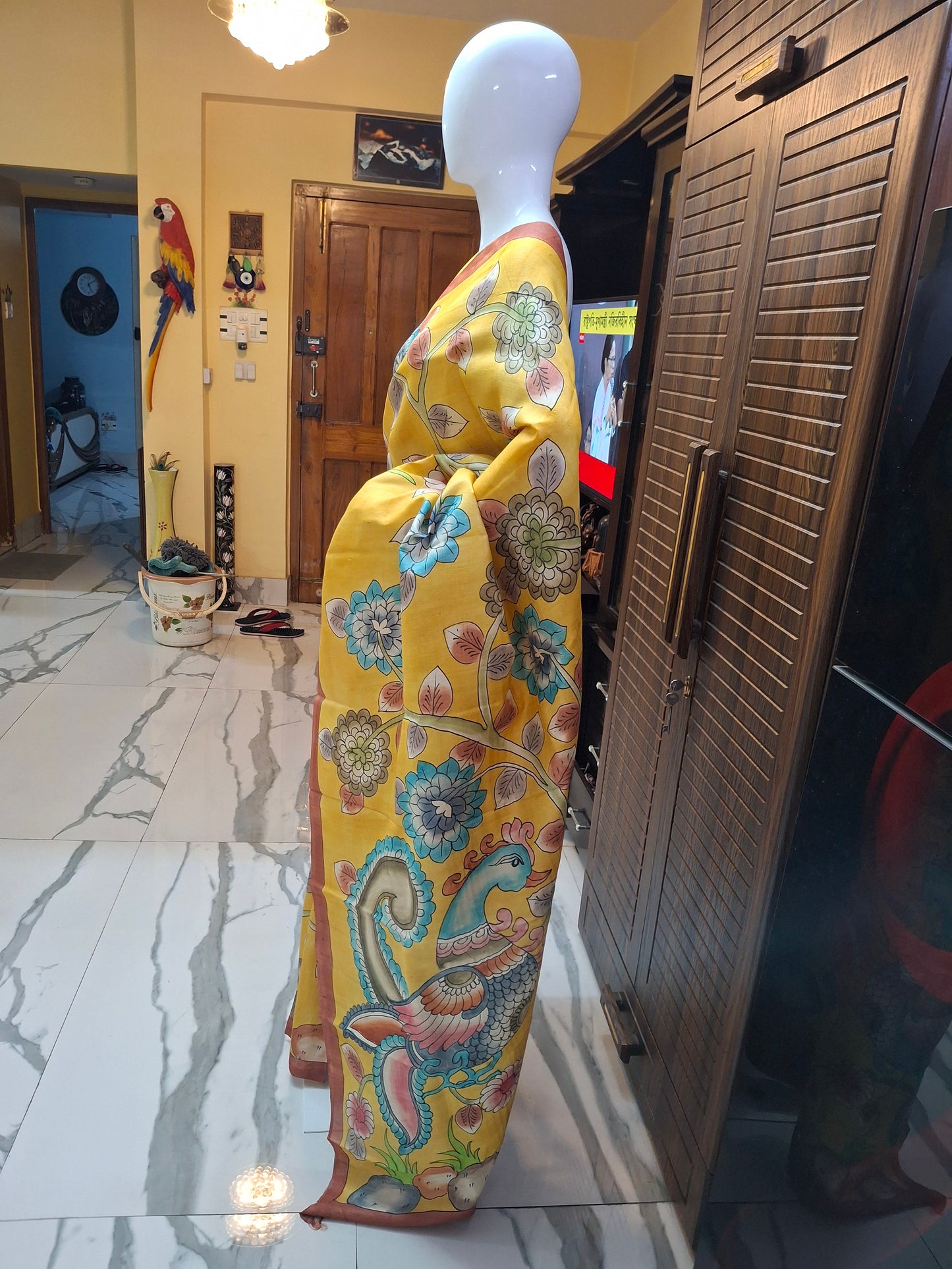 Handpainted Gachi Tussar Silk Saree