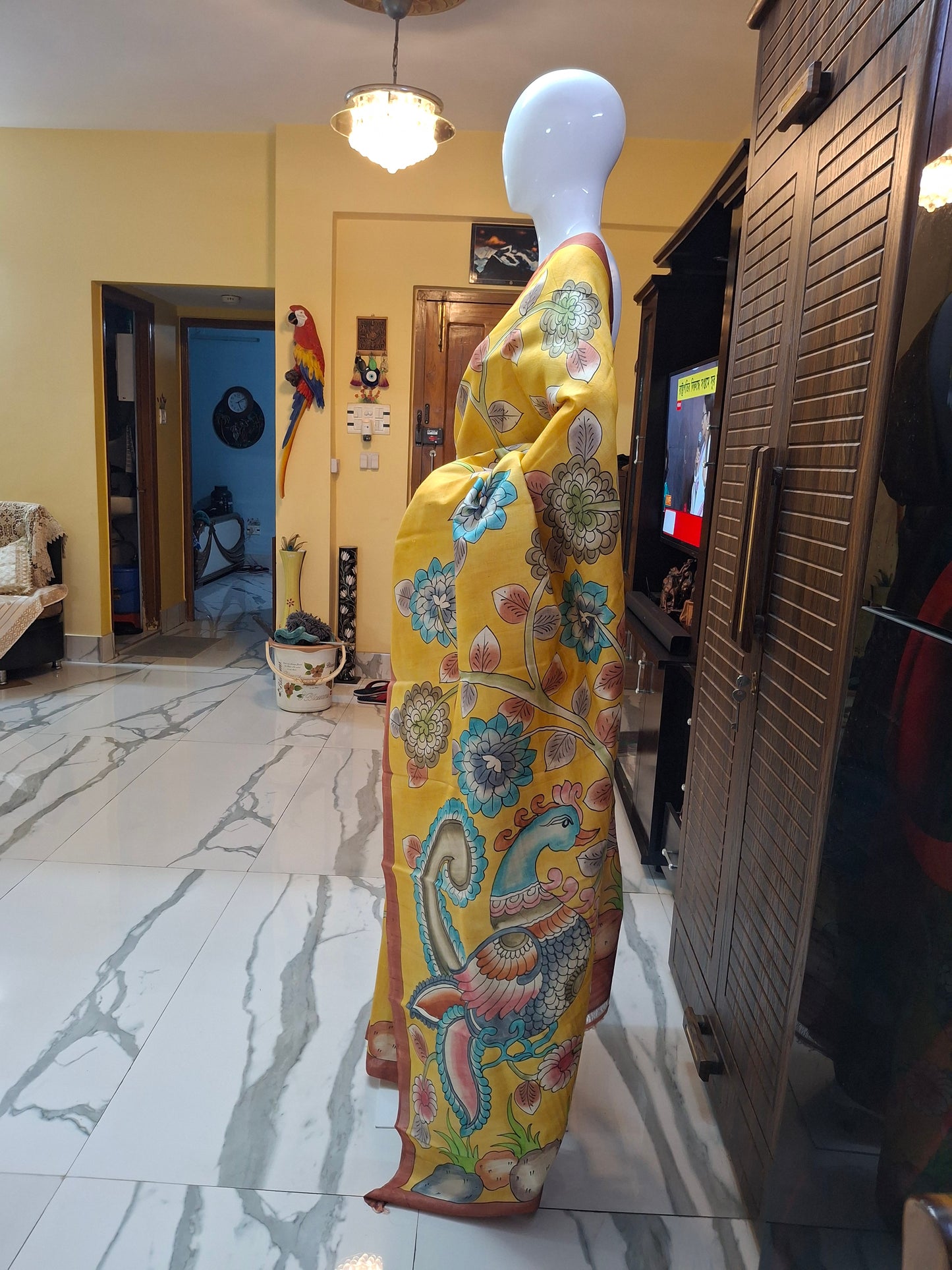 Handpainted Gachi Tussar Silk Saree