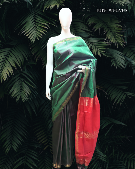 Dual Tone Bishnupur Katan Silk with Zari Border