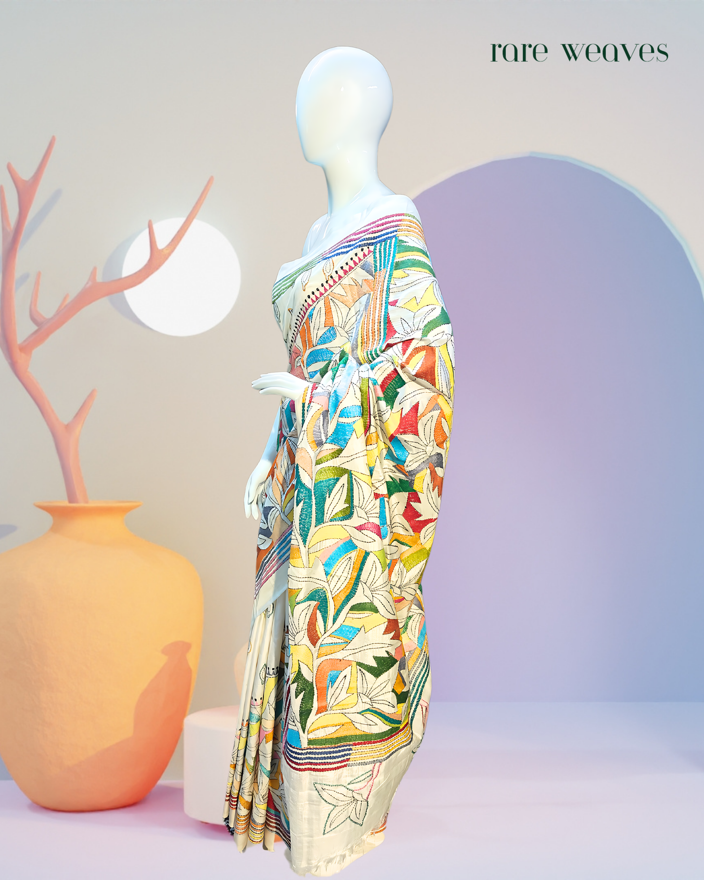 Blended Bangalore Silk with Reverse Kantha